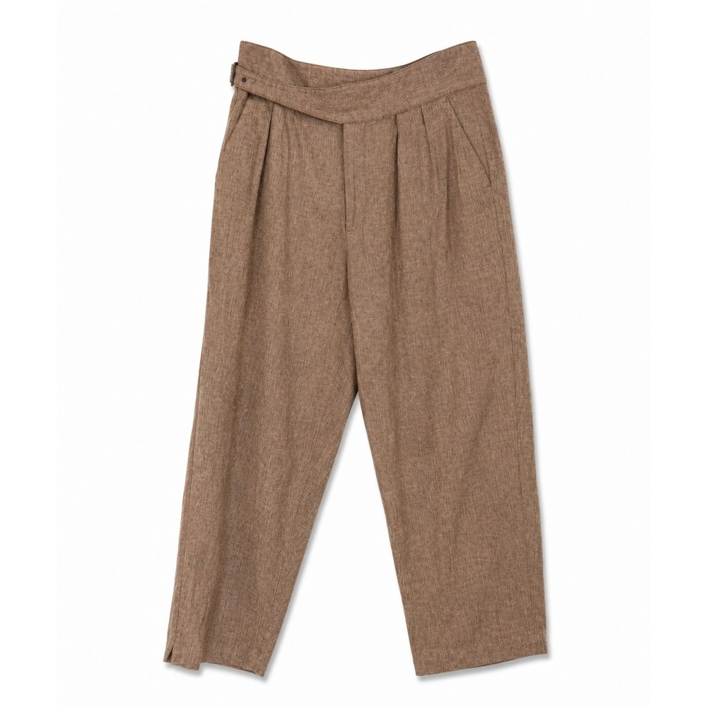 Banana Republic Herringbone Linen Blend Pants Womens 14 Brown Pleated Quiet Lux - Picture 2 of 13